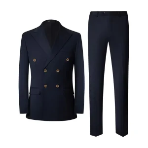 Men’s Suit Coat Pant Wedding Suit Classic Double-Breasted Slim Fit Two Piece Formal Business Suit Set Luxury