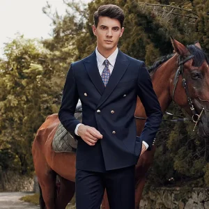 Men’s Suit Set 2 Pieces Suit Blazer Pants Slim Fit Formal Business Suit for Men Groom’s Wedding Dress