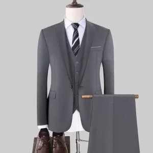 Men’s Suit Set Asian Size Men’s Three-piece Business Professional Suit Korean Style Slim-fitting Men’s Outerwear Set