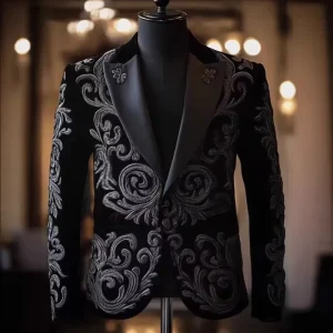 Men’s Suit Set Stage Casual Wear Printed Custom Pattern Blazers Coat