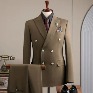 Men’s Suits & Blazer Wedding Groom Three Piece Suit Lapel Slim Formal Solid Colour Casual Business Tuxedo Veste Homme Costume