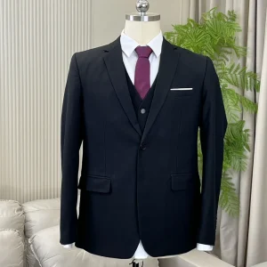Men’s Suits Business Party Groom Performance Prom Casual Tailored 3 Pcs Suits Set (Jacket+Vest+Pant)