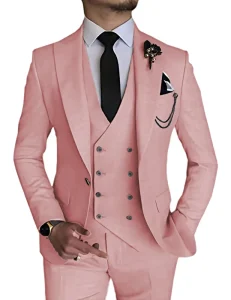 Men’s Suits Notched Lapel Single Breasted Slim Fit Bridegroom Suit Business Party Blazer Vest Pant 3 Piece