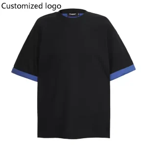 Men’s Summer 180 Grams Crew Neck T-Shirt Versatile Street Fashion Patchwork Color Block Short Sleeve Breathable Loose Knitted