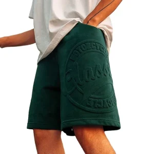 Men’s Summer 3D Embossed Logo Cotton Shorts Custom Workout Shorts OEM Fleece Fitness Sports Workwear Men’s Shorts