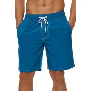 Men’s Summer Beach Board Shorts Swimsuits Drawstring Solid Mesh Lined Swimwear Swimming Summer Shorts for Men