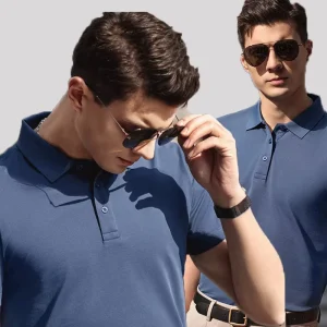 Men’s Summer Business for T Shirt Spandex Nylon Short Sleeve Button Solid Color Embroidered Print Leisure Lapel Anti Wrinkle