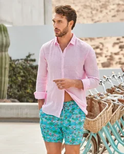 Men’s Summer Casual Beach Board Shorts Customized Logo Workout Spandex Trunks Mid Waist Solid Pattern Woven Swimwear