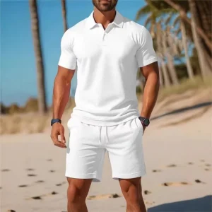 Men’s Summer Casual Sports POLO Button Lapel Shirt Short-sleeved 100% Bamboo Fiber Color Blocking