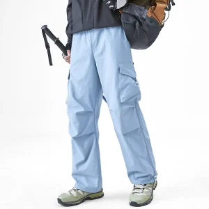 Men’s Summer Casual Wide-Leg Pants American-Style Overalls Quick-Drying Pleated Paratrooper Outdoor Multi-Pockets Cargo Pants