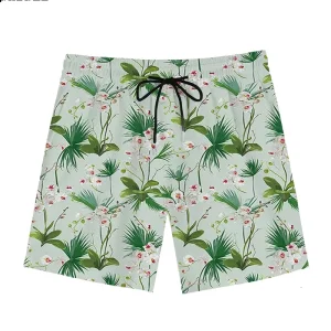 Men’s Summer Fitness Swimwear 3D Printed Floral Pattern Beach Surf Shorts Plus Size Option Breathable