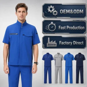 Men’s Summer High Quality Cooling Quick Dry Short Sleeve Workwear with Breathable Back Mesh for Industrial Workshops Warehouse