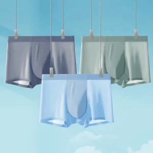 Men’s Summer Ice Silk Boxer Underwear Quick Drying Antibacterial Mid-Rise Breathable Traceless Stock
