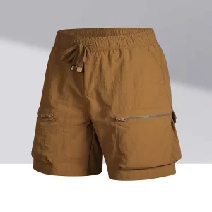 Men’s Summer Ice Silk Cargo Shorts Thin Elastic Quick Dry 5 Inch Shorts Casual Versatile Workwear Shorts