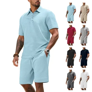 Men’s Summer New Jacquard Cloth Men’s Casual Sports Thin Section Lapel POLO Shirt Short-sleeved Suit