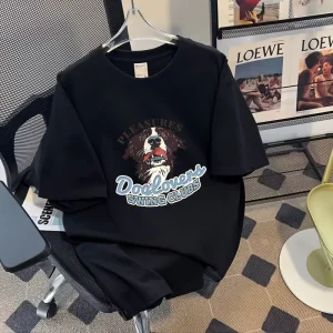 Men’s Summer New Trendy Loose Casual Short Sleeved Top T-shirt Cartoon Short Sleeved T-shirt 100% Cotton Knitted Quick Dry