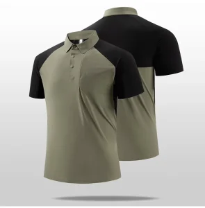 Men’s Summer Quick Dry Ice Silk Turn Down Collar Polo Shirt Casual Sportswear with Blank Design Short Tennis Style T Shirt