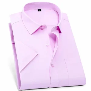 Men’s Summer Short Sleeve Shirts Plus Size 8XL Slim Fit Formal Solid Color Breathable Office Clothes Anti Pilling Yarn Dyed
