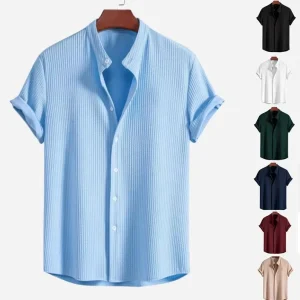 Men’s Summer Short Sleeved Solid Color Shirt Top