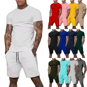 Men’s Summer Sports Suit Casual Short Sleeve T-Shirt and Shorts 2-Piece Set for Men