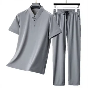 Men’s Summer Sportswear Full Set Cross Border Casual Sportswear Breathable and Seamless Dad Clothes