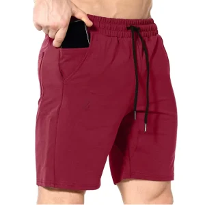 Men’s Summer Sporty Bermuda Shorts with Drawstring Pocket Knitted Fitness Pants for Outdoor Training and Running