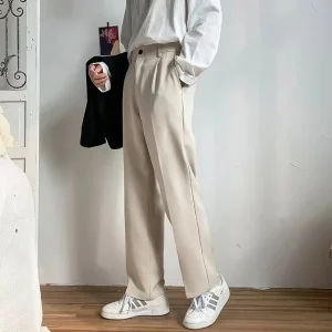Men’s Summer Straight Loose Wide-leg Pants Casual Long Sports Pants