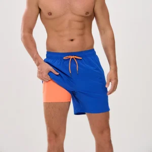 Men’s Summer Swim Shorts Quick Dry Stretch Mid Waist Solid Color Beach Swimwear with Elastic Waist Anti Wrinkle