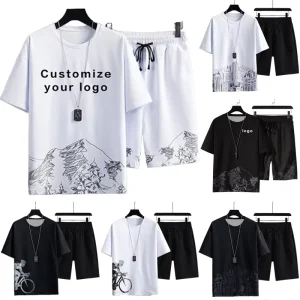 Men’s Summer Thin Quick Drying Sportswear Set With Short Sleeve Top and Sport Shorts