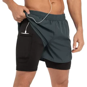 Men’s Summer Two in One Running Shorts with Zipped Pocket Custom Ventilated Sportswear