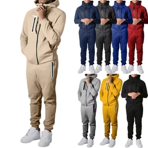 Mens Sweat Suits Zips 2 Pieces Hoodie Set Jogging Suit Track Suit Custom Logo Jacket Tracksuits for Men