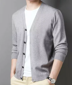 Men’s Sweater Jersey Knitwear V Neck Cardigan Knit Jumper Spring Fall Cotton Knitted