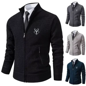 Men’s Sweater Knitwear Cardigan Slim Fit Lapel Thickened Warm Jacket Clothing