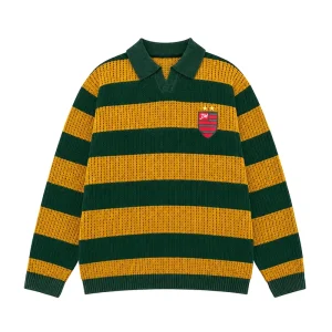Men’s Sweater Winter Embroidered Patches Casual Pullover Knitwear Polo Knitted Jersey Crochet