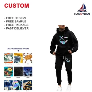 Men’s Sweatshirt Sportswear Set Fashion Print Hooded Sweatshirt + Fitted Sports Pants