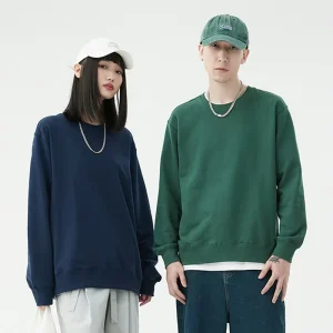 Men’s Sweatshirts Autumn OverSize Casual Round Neck Hoodies Japanese Solid Color Men’s Tops Couple Pullover 5XL
