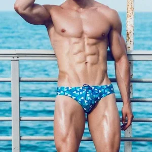 Men’s Swimming Trunks Briefs Low Waist With Removable Pad Swimwear Elastic Beach Shorts Boxers Underwear