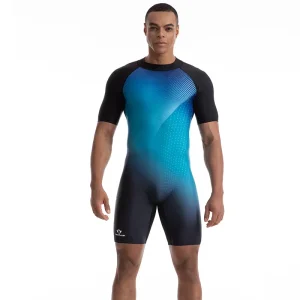 Men’s Swimsuit One Piece Blue Swimsuit Custom Logo Swimsuit Surfing Suit for Man Factory Custom Made Man Swimwear