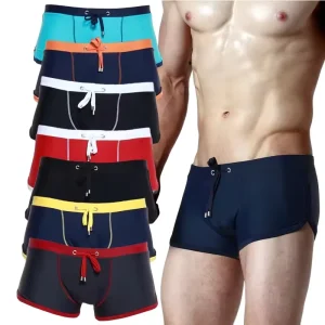 Men’s Swimwear & Beachwear Red Leopard Print Quick Dry Vintage Style Nylon Cashmere Beach Trunks