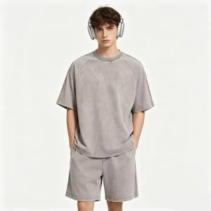 Men’s T Shirt Summer Tie Dye Round Neck Short Sleeve Casual T Shirt with Frayed Hem and Patchwork Design