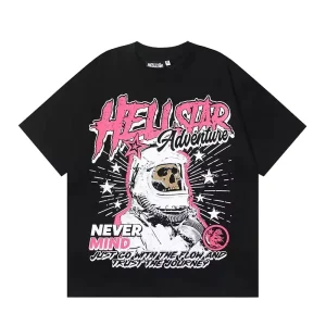 Men’s T Shirt Vintage Wash Graphic 1.1 Rep Print Hell Star 100% Cotton Tee Shirt Oversized Tee with NFC