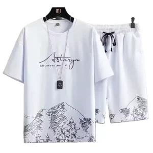 Men’s T Shirt and Short Set Summer Short Sleeve Tops and Pants Suits Breathable Casual Running Set Fashion
