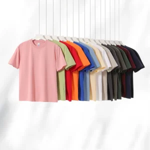 Men’s T-Shirt with 220GSM Sorona Cotton 7A Antibacterial Cool Tech Solid Color Crew Neck Tee