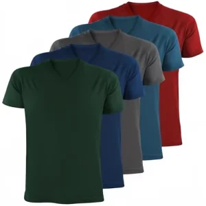 Men’s T-Shirts V-Neck Cotton Short Sleeve Blank Casual Solid Color