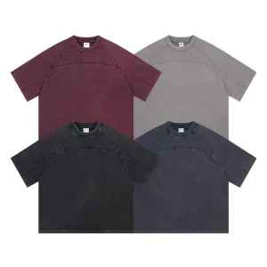 Men’s T-shirts Custom Personalized Oversized T-shirt Plain Dyed Washed Short Sleeved Men’s Round Neck T-shirt Couple Top