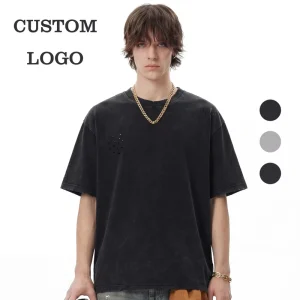 Men’s T-shirts Heavyweight Casual 100% Cotton Round Neck Broken Fashion New Design Streetwear High Quality Washed T-shirt
