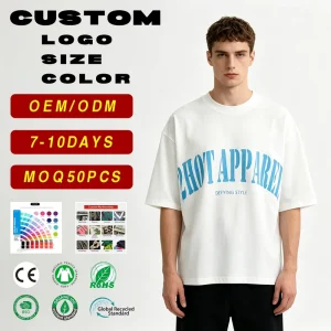 Men’s T shirts High Quality Luxury Round Neck Screen Printing Cotton Streetwear Oversize Boxy t Shirts Men