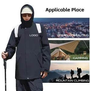 Men’s Tactical Multi Pocket Jacket 100% Polyester Sleeved Hooded Quick Dry Waterproof Windproof Ski Hiking Hunting Coat