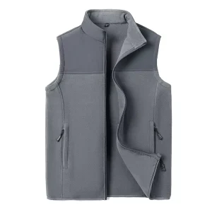 Men’s Thermal Fleece Vest Zip Front Sport Utility Vest Custom 3D Embroidery Bulk
