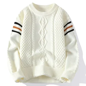 Men’s Thermal Winter Sweater Solid Knitwear with Zipper Closure Casual Comfort Fit Plus Size Anti Shrink Logo Front